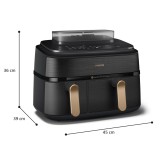 Philips 5000 serie NA552/00 friggitrice Doppia 9 L Autonoma 2750 W Friggitrice ad aria calda Nero Oro