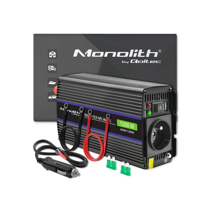 Qoltec Monolith Alimentatore/invertitore auto/interno 600 W nero