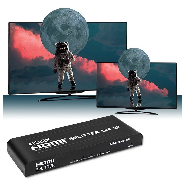 Qoltec 51798 Active HDMI Splitter 4 x HDMI 4K x 2K | 3.4Gb/s