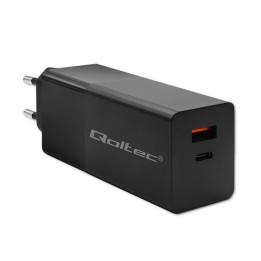Qoltec 52382 GaN POWER PRO Caricabatterie | 1xUSB tipo C | 1xUSB A | 100W | 5-20V | 1.5-5A | PD | nero