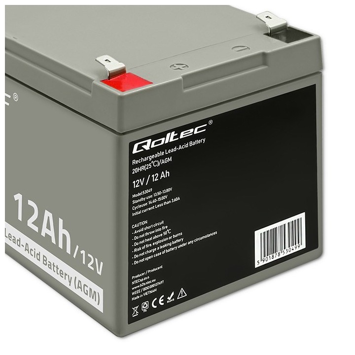 Qoltec 53049 AGM Batteria | 12V | 12Ah
