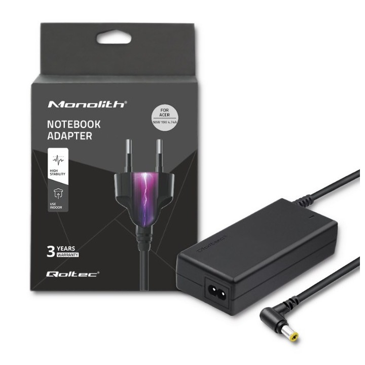 Qoltec 50087 alimentatore per Acer | 90W | 19V | 4.74A | 5.5*1.7 | +cavo alimentazione