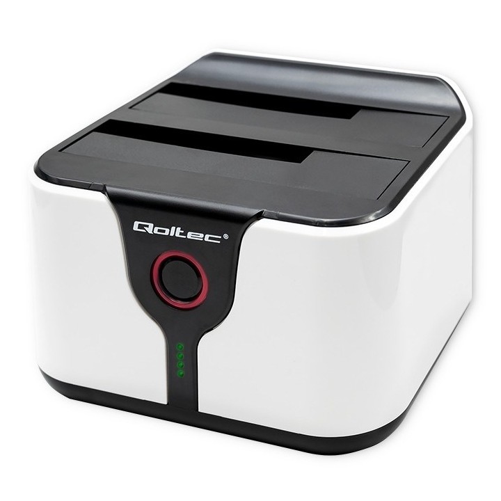 Qoltec 50309 HDD SSD 2.5 3.5 stazione di aggancio | SATA III | USB 3.0 | super velocità 5Gb/s | con funzione clonazione