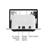 Qoltec 50309 HDD SSD 2.5 3.5 stazione di aggancio | SATA III | USB 3.0 | super velocità 5Gb/s | con funzione clonazione