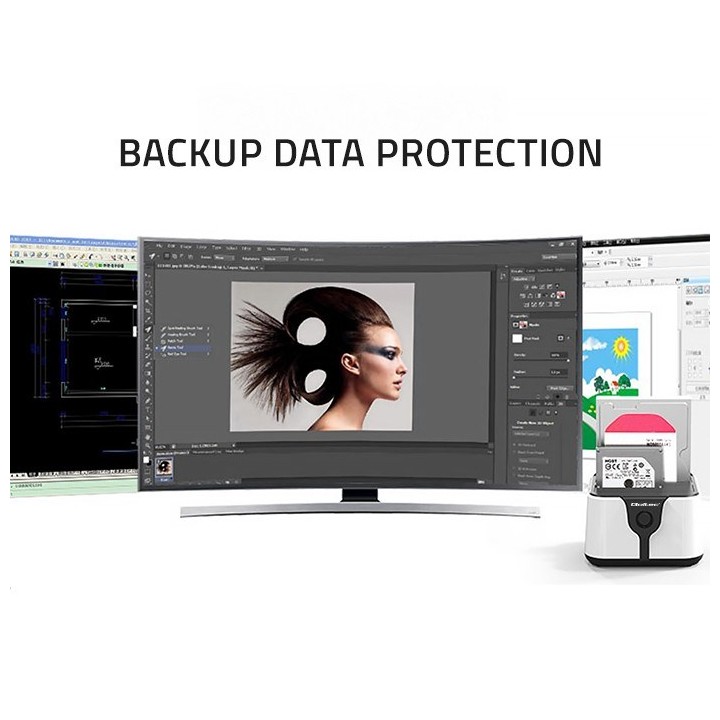 Qoltec 50309 HDD SSD 2.5 3.5 stazione di aggancio | SATA III | USB 3.0 | super velocità 5Gb/s | con funzione clonazione