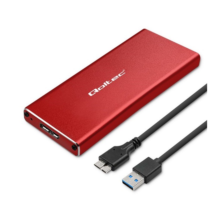 Qoltec 51831 Case | disco M.2 SSD | SATA | NGFF| USB 3.0 | Super speed 5Gb/s | 2TB | rosso