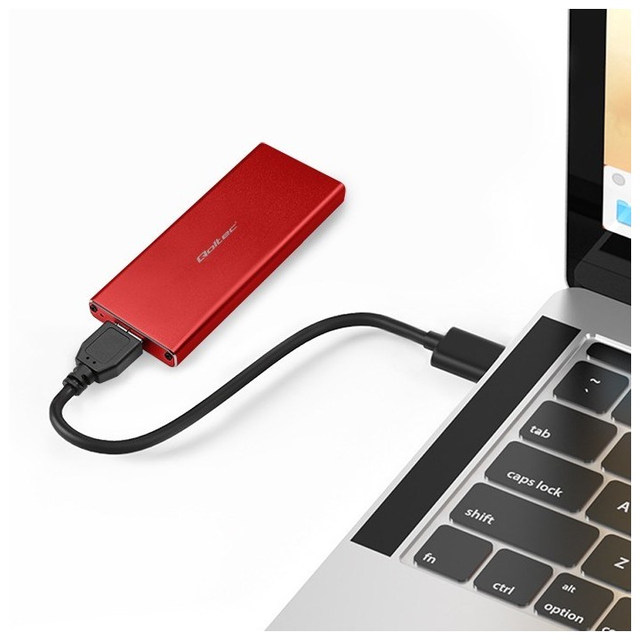 Qoltec 51831 Case | disco M.2 SSD | SATA | NGFF| USB 3.0 | Super speed 5Gb/s | 2TB | rosso