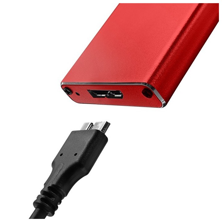 Qoltec 51831 Case | disco M.2 SSD | SATA | NGFF| USB 3.0 | Super speed 5Gb/s | 2TB | rosso