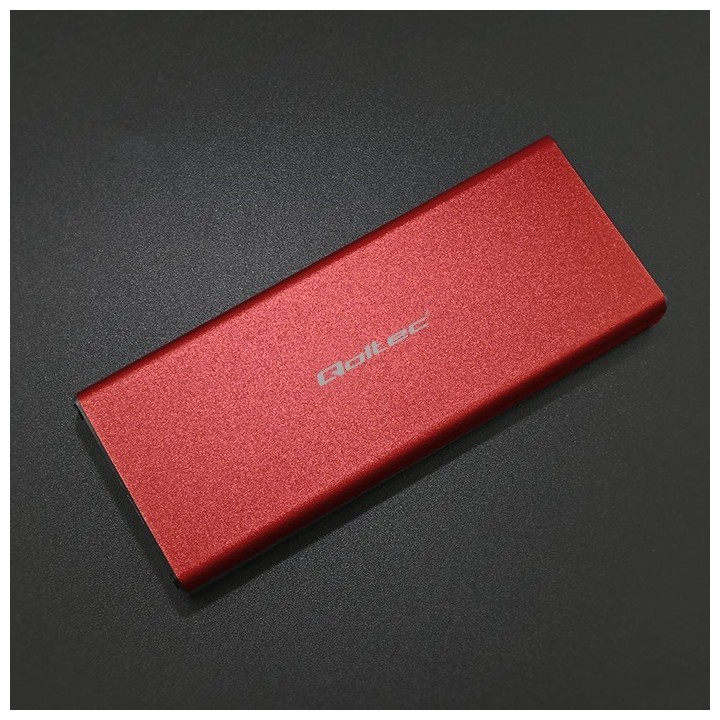 Qoltec 51831 Case | disco M.2 SSD | SATA | NGFF| USB 3.0 | Super speed 5Gb/s | 2TB | rosso