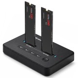 Qoltec 52366 M.2 NVMe SSD stazione di aggancio | PCIe | USB-C | 20 Gb/s | DUAL 2 x 8TB | clonazione offline
