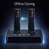 Qoltec 52366 M.2 NVMe SSD stazione di aggancio | PCIe | USB-C | 20 Gb/s | DUAL 2 x 8TB | clonazione offline