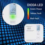 Qoltec 52577 Sensore wireless di monossido di carbonio (CO) con batteria | vita utile sensore 10 anni | allarme 85dB | LED