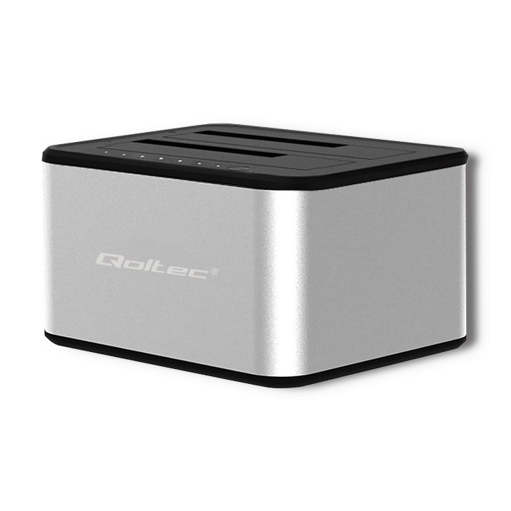 Qoltec 5316 2x HDD / SSD stazione di aggancio | 2.5 /3.5 SATA | USB 3.0 | clonazione