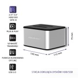 Qoltec 5316 2x HDD / SSD stazione di aggancio | 2.5 /3.5 SATA | USB 3.0 | clonazione