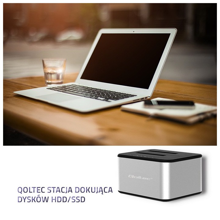 Qoltec 5316 2x HDD / SSD stazione di aggancio | 2.5 /3.5 SATA | USB 3.0 | clonazione