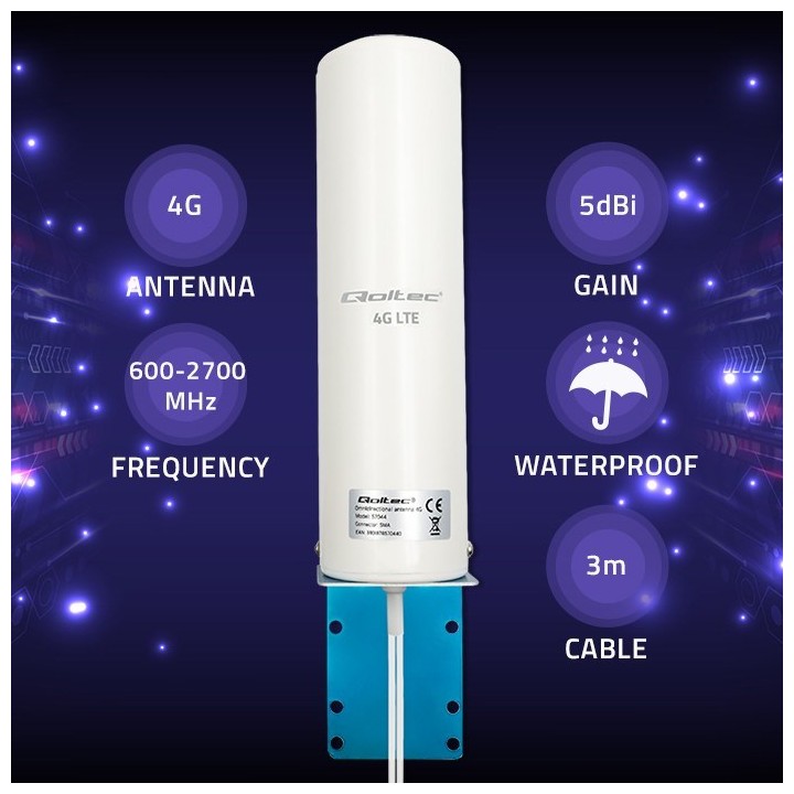 Qoltec 57044 4G LTE DUAL antenna | 5dBi | omnidirezionale | esterno