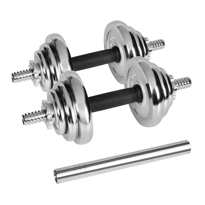 REBEL ACTIVE Manubri regolabili cromati in custodia 20 kg con bilanciere