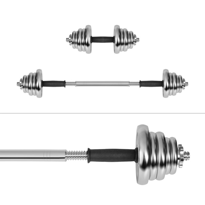 REBEL ACTIVE Manubri regolabili cromati in custodia 20 kg con bilanciere
