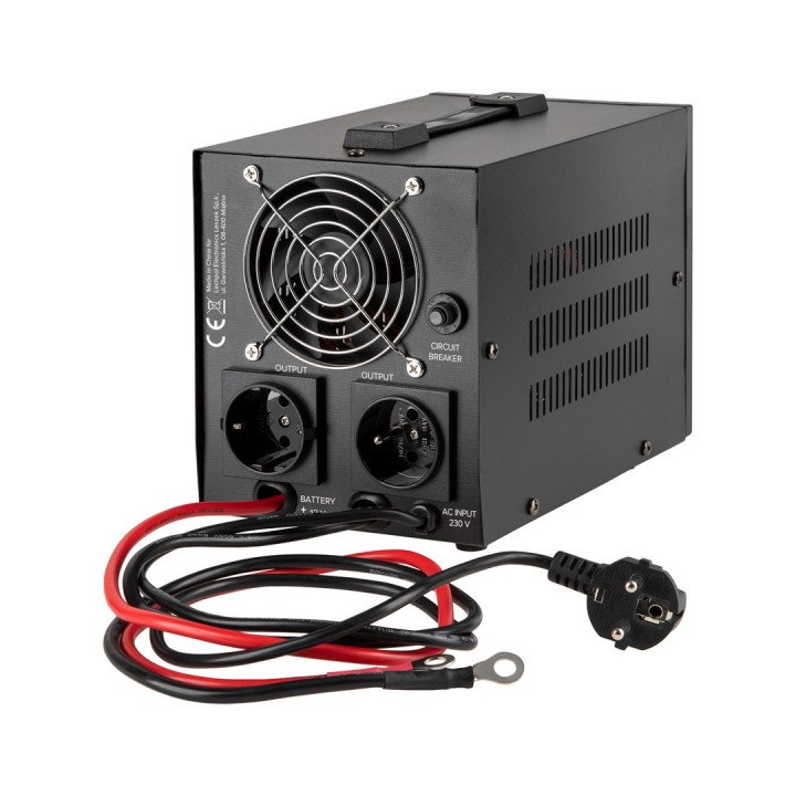 Rebel POWER-500 alimentatore di emergenza – inverter a onda sinusoidale pura con funzione di ricarica 12V 230V 500VA/300W
