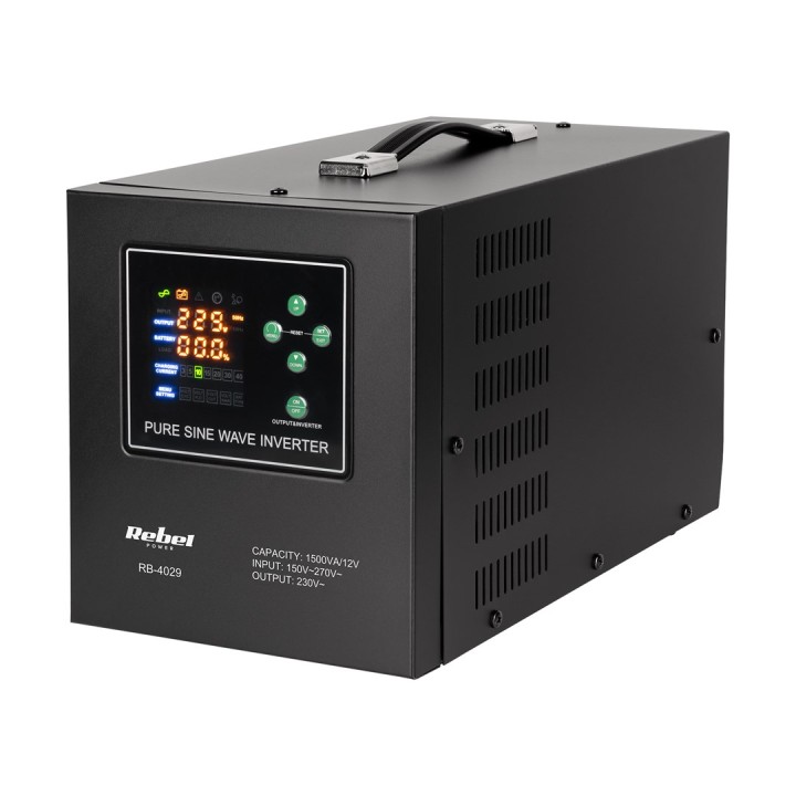 Rebel POWER-1500-LFP4 Alimentatore di emergenza – inverter a onda sinusoidale pura con funzione di ricarica 12V 230V 1500VA/1050