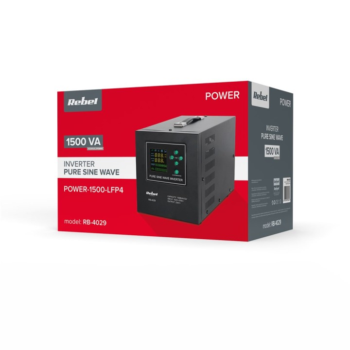 Rebel POWER-1500-LFP4 Alimentatore di emergenza – inverter a onda sinusoidale pura con funzione di ricarica 12V 230V 1500VA/1050
