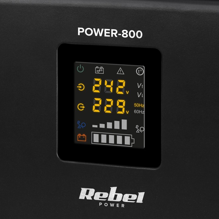 Rebel POWER-800 alimentatore di emergenza a parete – inverter a onda sinusoidale pura con funzione di ricarica 12V 230V 800VA/50