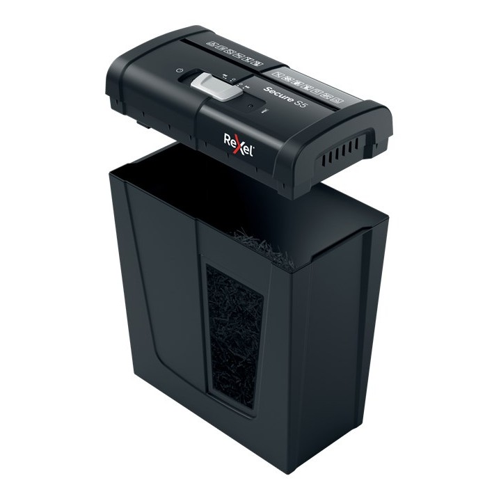 Rexel Secure S5 tritatrice di carta taglio a strisce 70 dB nero