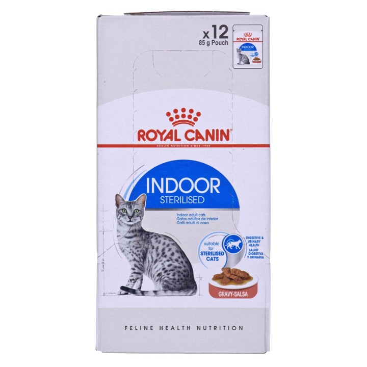 ROYAL CANIN Indoor Sterilized - cibo umido per gatti adulti - Bocconcini in salsa 12x85 g