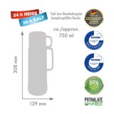 ROTPUNKT Thermos in vetro capacità 0.750 l polar-el.-zucca estiva (bianco-giallo)