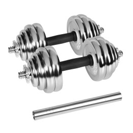 REBEL ACTIVE Manubri regolabili cromati in custodia 30 kg con bilanciere