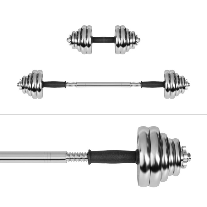 REBEL ACTIVE Manubri regolabili cromati in custodia 30 kg con bilanciere