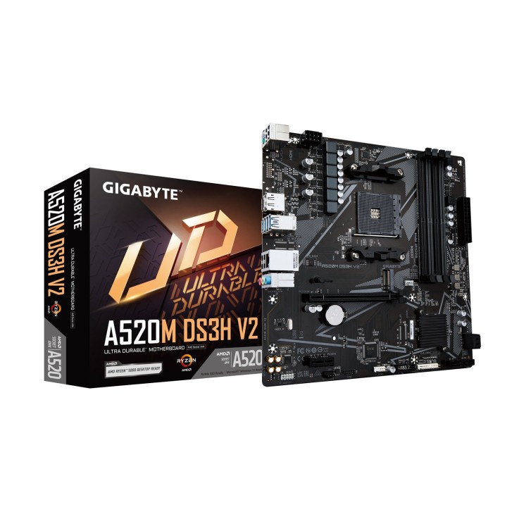 GIGABYTE A520M DS3H V2 Scheda madre - Supporta CPU AMD Ryzen 5000 Series AM4 fino a 4733MHz DDR4 (OC) PCIe 3.0 x16 GbE LAN USB 3