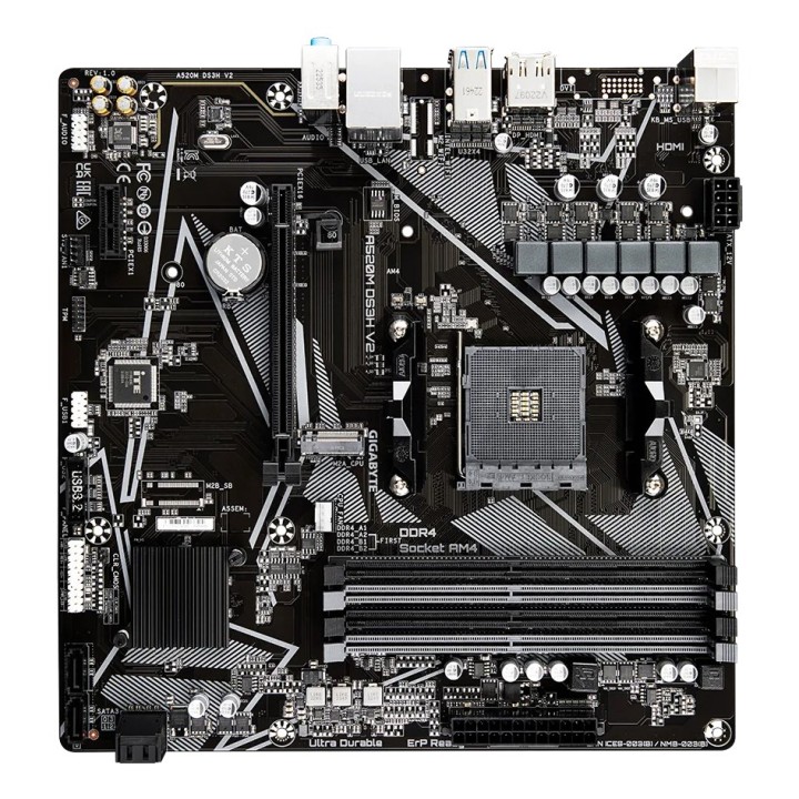 GIGABYTE A520M DS3H V2 Scheda madre - Supporta CPU AMD Ryzen 5000 Series AM4 fino a 4733MHz DDR4 (OC) PCIe 3.0 x16 GbE LAN USB 3