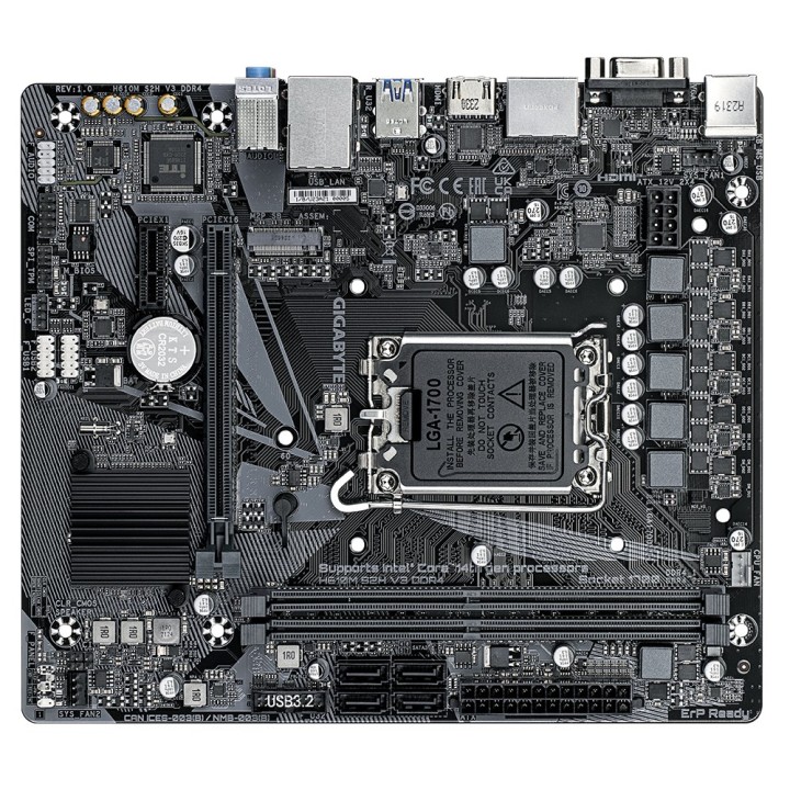 Gigabyte H610M S2H V3 DDR4 scheda madre - supporta processori Intel Core 14ª generazione 4+1+1 ibrido digitale VRM fino a 3200MH