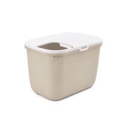 SAVIC Hop marrone caffè con coperchio bianco – lettiera per gatti – 58.5x39x39.5 cm – 1 pezzo