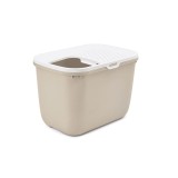 SAVIC Hop marrone caffè con coperchio bianco – lettiera per gatti – 58.5x39x39.5 cm – 1 pezzo
