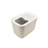 SAVIC Hop marrone caffè con coperchio bianco – lettiera per gatti – 58.5x39x39.5 cm – 1 pezzo