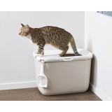 SAVIC Hop marrone caffè con coperchio bianco – lettiera per gatti – 58.5x39x39.5 cm – 1 pezzo