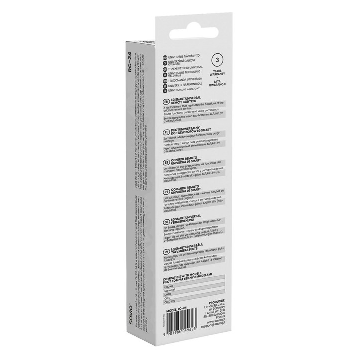 SAVIO RC-24 Telecomando universale/di ricambio per LG TV – SMART TV