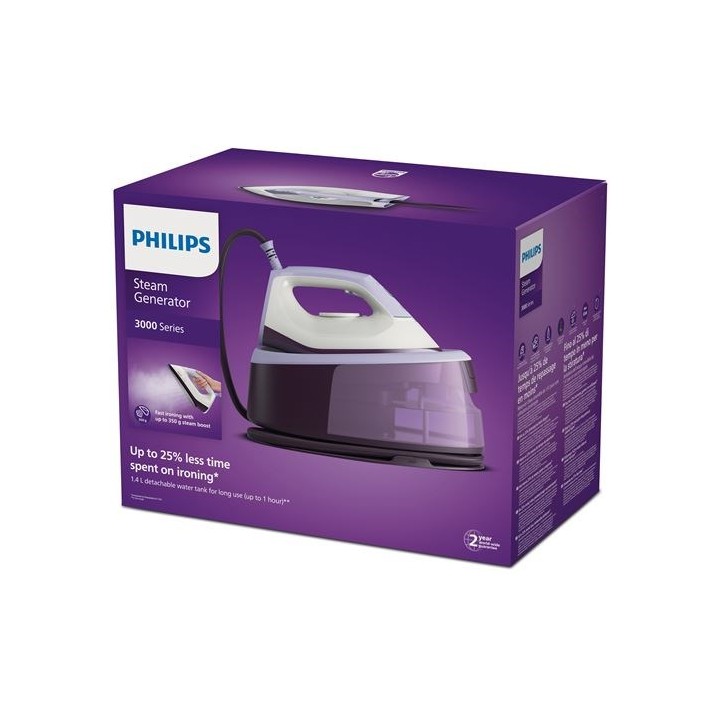 Philips 3000 Serie PSG3000/30 Stazione stirante 2400 W 1.4 L Piastra in ceramica Viola Bianco