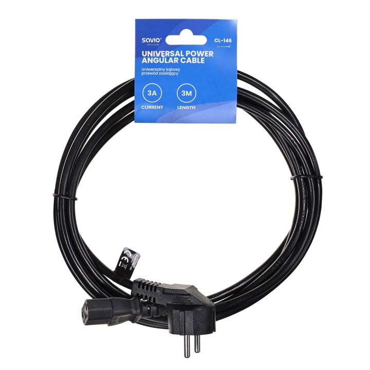SAVIO CL-146 Cavo di alimentazione Schuko IEC C13 3 m nero