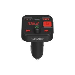SAVIO FM trasmettitore Bluetooth 5.3 QC 3.0 caricabatterie display LED Bass Boost TR-15 nero