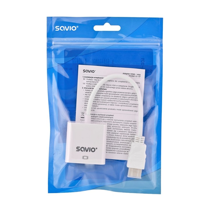 SAVIO HDMI (M) TO VGA (F) ADAPTER BIANCO CL-201