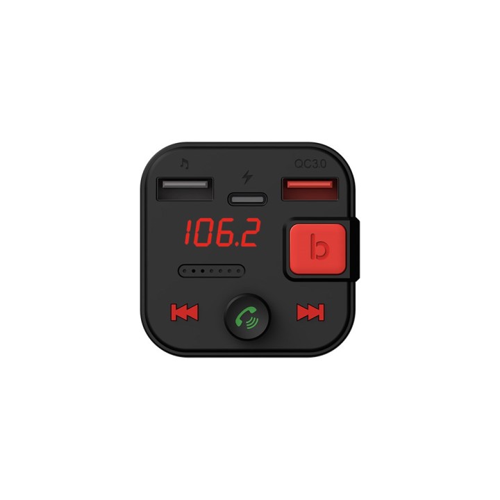 SAVIO FM trasmettitore Bluetooth 5.3 QC 3.0 caricabatterie display LED Bass Boost TR-15 nero