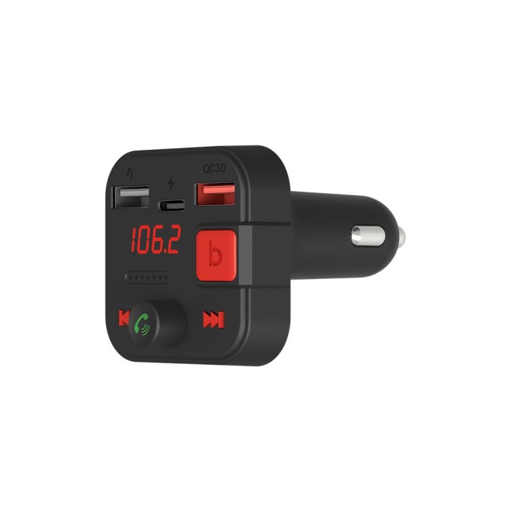 SAVIO FM trasmettitore Bluetooth 5.3 QC 3.0 caricabatterie display LED Bass Boost TR-15 nero