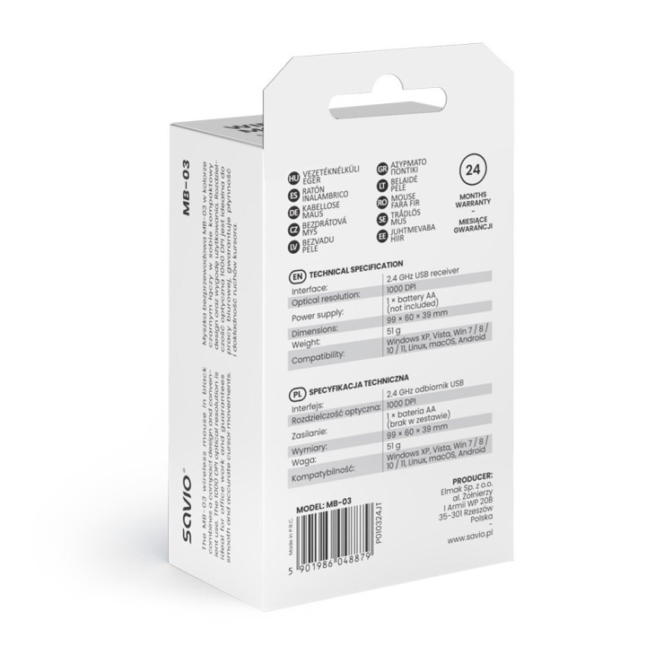 SAVIO MB-03 Mouse wireless