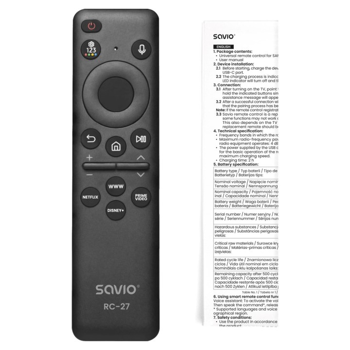 SAVIO RC-27 Telecomando universale/di ricambio per SAMSUNG TV – SMART TV