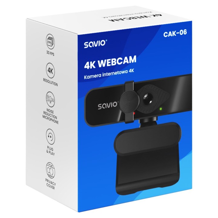 Savio CAK-06 webcam 3840 x 2160 pixel USB nero