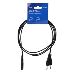 Savio CL-100 cavo di alimentazione nero 1.8 m IEC Type E (3.4 mm 3.1 mm) IEC C7