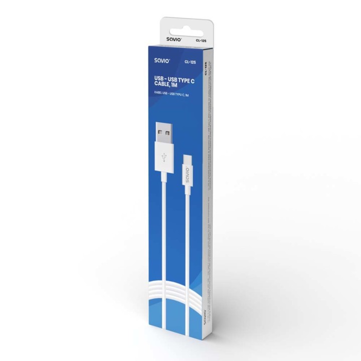 Savio CL-125 USB cavo USB 2.0 1 m USB A USB C Bianco